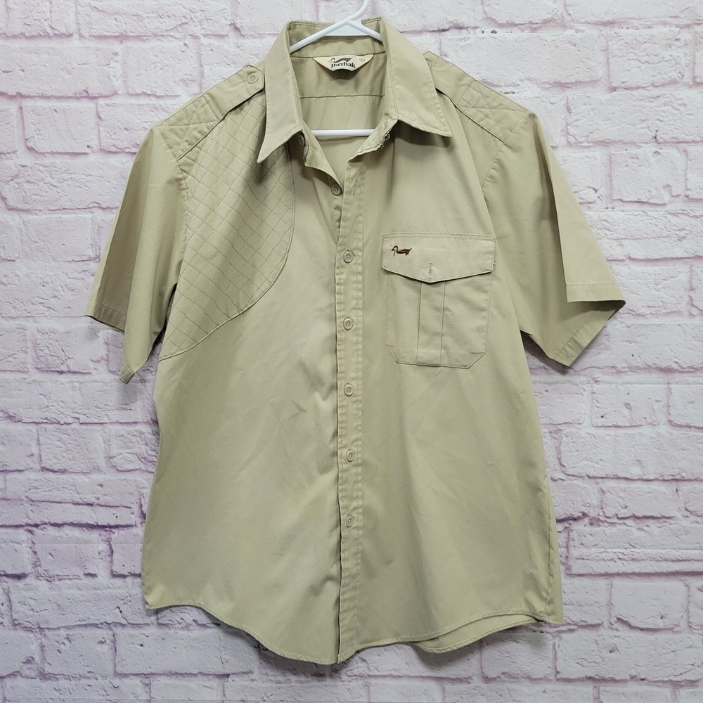 VTG Duxbak Shooting Hunting Shirt Mens L Quilted Shoulder Utility Cabin Outdoor